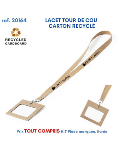 LACET TOUR DE COU CARTON RECYCLE REF 20164 20164 lacet tour de cou publicitaire  1,79 €