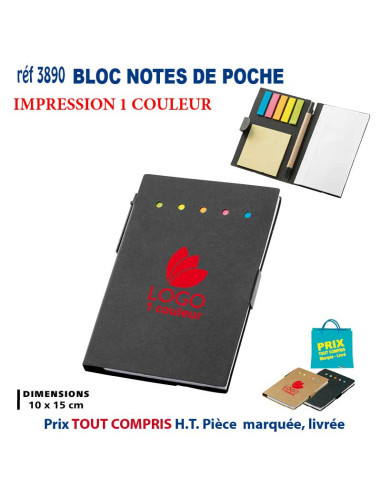 BLOC-NOTES DE POCHE STYLO REF 3890 3890 bloc notes - bloc mémos  2,74 €