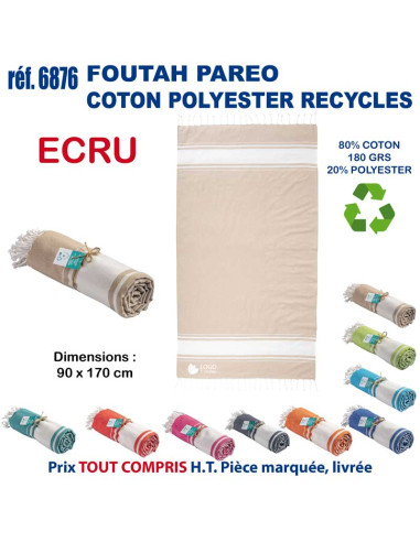 Paréo foutah serviette de plage coton/polyester recyclé 180 grs REF 6876 6876 SERVIETTES : OBJETS ET TEXTILE PUBLICITAIRE  14...