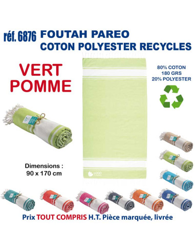 Paréo foutah serviette de plage coton/polyester recyclé 180 grs REF 6876 6876 SERVIETTES : OBJETS ET TEXTILE PUBLICITAIRE  14...