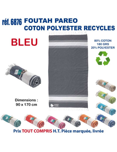 Paréo foutah serviette de plage coton/polyester recyclé 180 grs REF 6876 6876 SERVIETTES : OBJETS ET TEXTILE PUBLICITAIRE  14...