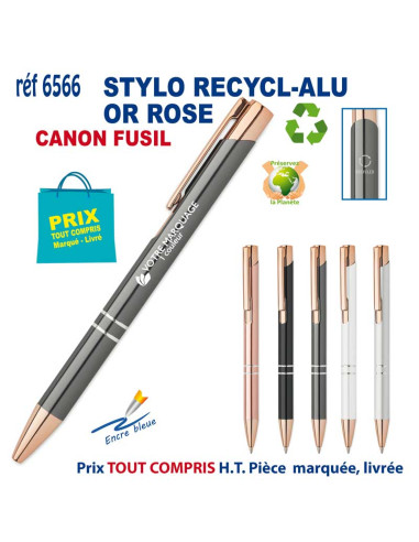 STYLO RECYCL-ALU OR ROSE REF 6566 6566 Stylos en Metal  1,95 €