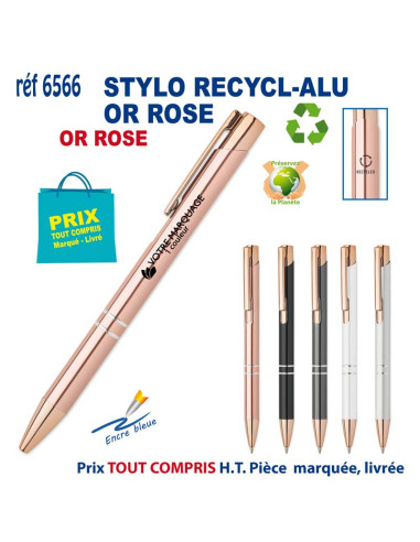 STYLO RECYCL-ALU OR ROSE REF 6566 6566 Stylos en Metal  1,95 €