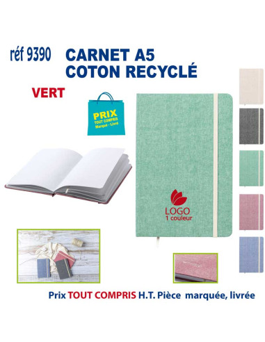 CARNET A5 COTON RECYCLE REF 9390 9390 Carnet personnalisé  4,77 €