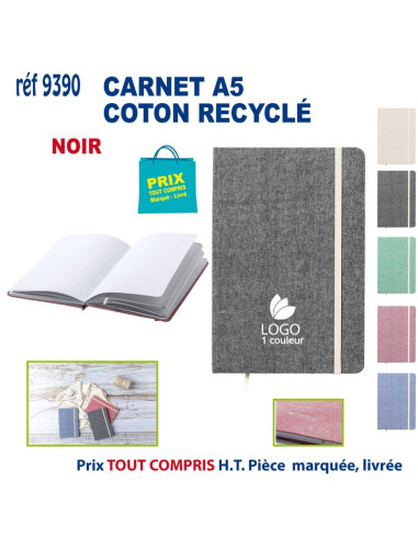 CARNET A5 COTON RECYCLE REF 9390 9390 Carnet personnalisé  4,77 €