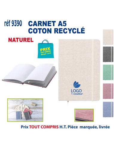 CARNET A5 COTON RECYCLE REF 9390 9390 Carnet personnalisé  4,77 €