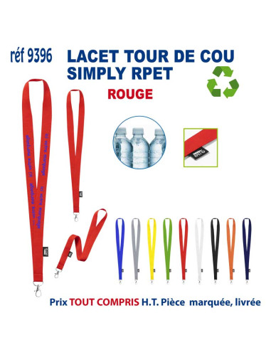 LACET SIMPLY RPET REF 9396 9396 lacet tour de cou publicitaire  1,85 €