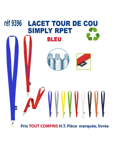 LACET SIMPLY RPET REF 9396 9396 lacet tour de cou publicitaire  1,85 €