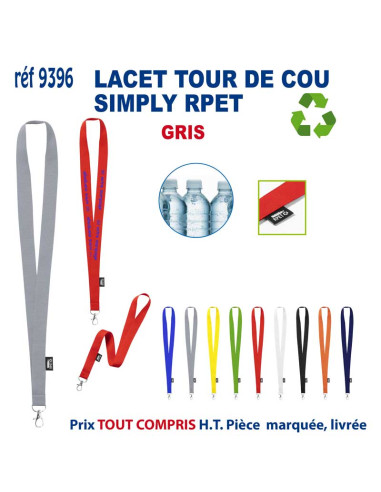 LACET SIMPLY RPET REF 9396 9396 lacet tour de cou publicitaire  1,85 €