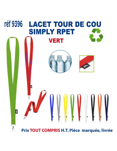 LACET SIMPLY RPET REF 9396 9396 lacet tour de cou publicitaire  1,85 €