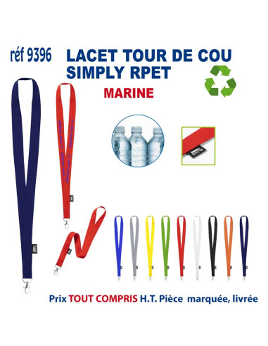 LACET SIMPLY RPET REF 9396 9396 lacet tour de cou publicitaire  1,85 €