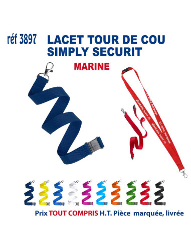 LACET SIMPLY SECURIT REF 3897 3897 lacet tour de cou publicitaire  2,12 €