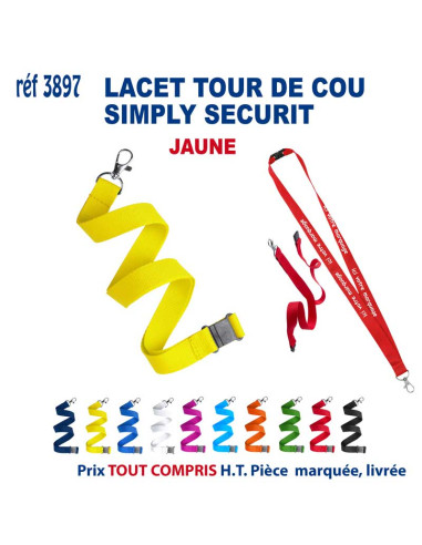 LACET SIMPLY SECURIT REF 3897 3897 lacet tour de cou publicitaire  2,12 €