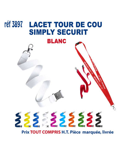 LACET SIMPLY SECURIT REF 3897 3897 lacet tour de cou publicitaire  2,12 €