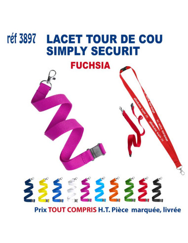 LACET SIMPLY SECURIT REF 3897 3897 lacet tour de cou publicitaire  2,12 €