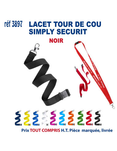 LACET SIMPLY SECURIT REF 3897 3897 lacet tour de cou publicitaire  2,12 €