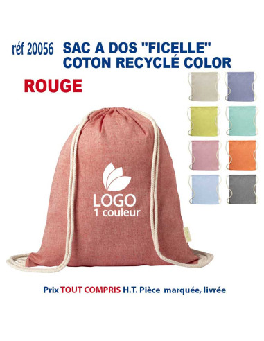 SAC A DOS FICELLE COTON RECYCLE COLOR REF 20056 20056 SAC A DOS  4,63 €