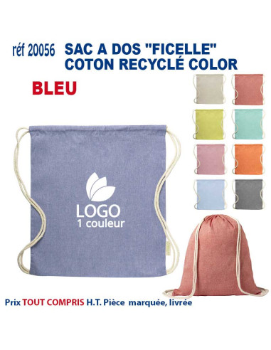 SAC A DOS FICELLE COTON RECYCLE COLOR REF 20056 20056 SAC A DOS  4,63 €