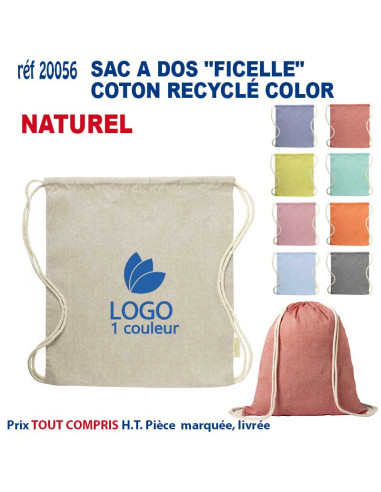 SAC A DOS FICELLE COTON RECYCLE COLOR REF 20056 20056 SAC A DOS  4,63 €