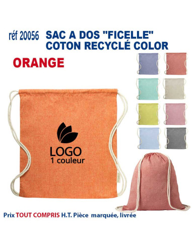 SAC A DOS FICELLE COTON RECYCLE COLOR REF 20056 20056 SAC A DOS  4,63 €