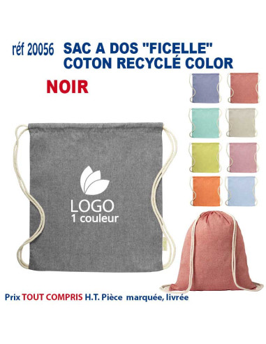 SAC A DOS FICELLE COTON RECYCLE COLOR REF 20056 20056 SAC A DOS  4,63 €