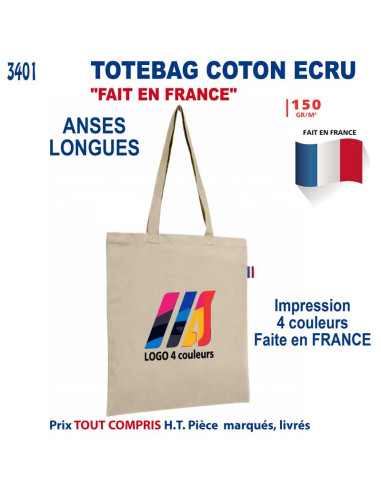 SAC COTON ECRU 150 GRS FAIT EN FRANCE REF 3401 3401 BONS PLANS 4,69 €