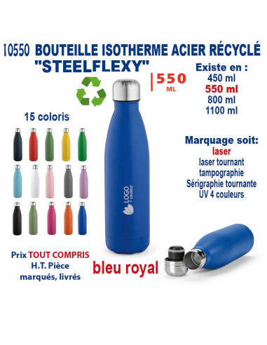 BOUTEILLE ISOTHERME ACIER RECYCLE "STEELFLEXY" 550 ML REF 10550 10550 GOURDES GOBELETS : OBJETS PUBLICITAIRES  13,16 €