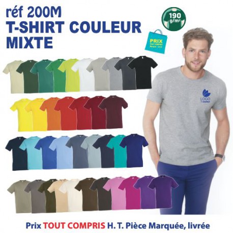 T-SHIRT COULEUR BLEU PETROLE MIXTE 190 G REF 200 M 200 M BLEU PETROLE T-SHIRT MIXTE COTON 190 GRS  3,05 €
