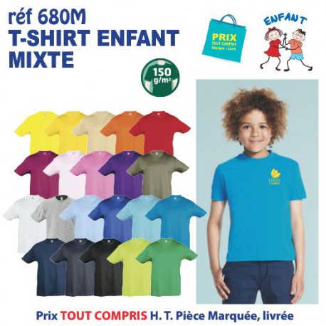 T SHIRTS COULEUR ENFANT MIXTE ROUGE REF 680 M