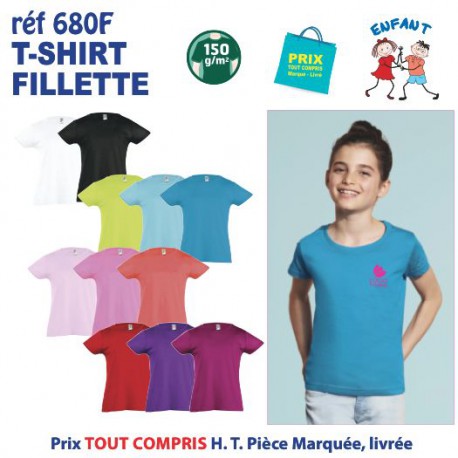 T-SHIRTS COULEUR ENFANT FILLETTE NOIR REF 680 F 680 F NOIR T-SHIRT FILLETTE ENFANTS COTON 150 GRS  4,16 €